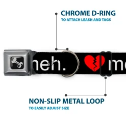 Dog Bone Seatbelt Buckle Collar - Broken Heart MEH Black/Red/White