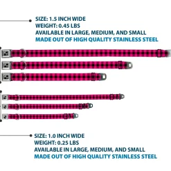 Dog Bone Seatbelt Buckle Collar - Buffalo Plaid Black/Fuchsia