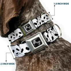 Dog Bone Seatbelt Buckle Collar - Panda Bear Stacked