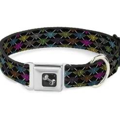 Dog Bone Seatbelt Buckle Collar - BD Monogram Black/Multi Neon
