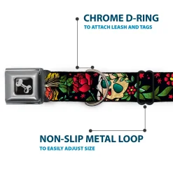 Dog Bone Seatbelt Buckle Collar - Death Before Dishonor CLOSE-UP Black