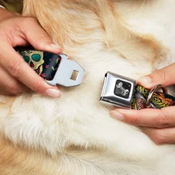 Dog Bone Seatbelt Buckle Collar - Death Before Dishonor CLOSE-UP Black