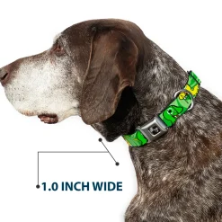 Dog Bone Seatbelt Buckle Collar - Cute Dinosaurs Yellow/Green