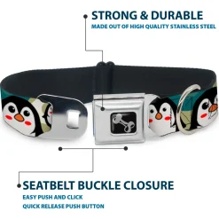 Dog Bone Seatbelt Buckle Collar - Penguin Cartoon