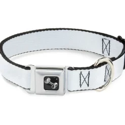Dog Bone Seatbelt Buckle Collar - White
