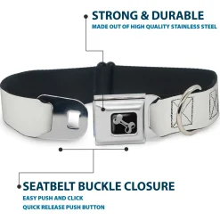 Dog Bone Seatbelt Buckle Collar - White