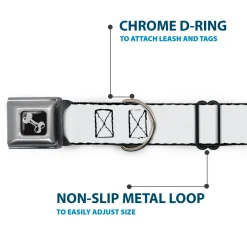 Dog Bone Seatbelt Buckle Collar - White
