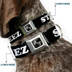 Dog Bone Seatbelt Buckle Collar - STEEZ Black/White