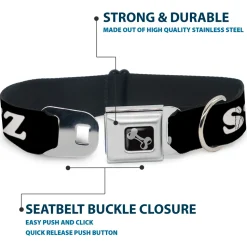 Dog Bone Seatbelt Buckle Collar - STEEZ Black/White