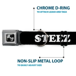 Dog Bone Seatbelt Buckle Collar - STEEZ Black/White