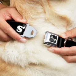 Dog Bone Seatbelt Buckle Collar - STEEZ Black/White