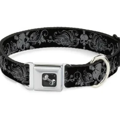 Dog Bone Seatbelt Buckle Collar - Skull & Dagger w/Filigree Black/Gray