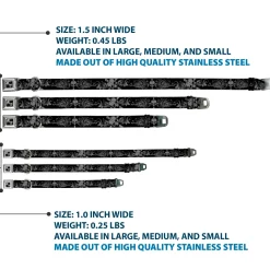 Dog Bone Seatbelt Buckle Collar - Skull & Dagger w/Filigree Black/Gray