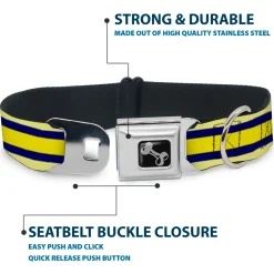 Dog Bone Seatbelt Buckle Collar - Stripes Light Yellow/Navy/Yellow