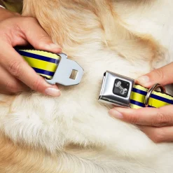 Dog Bone Seatbelt Buckle Collar - Stripes Light Yellow/Navy/Yellow