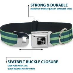 Dog Bone Seatbelt Buckle Collar - Stripes Pastel Green/Olive