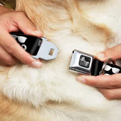 Dog Bone Seatbelt Buckle Collar - Sunglasses & Mustache Black/White