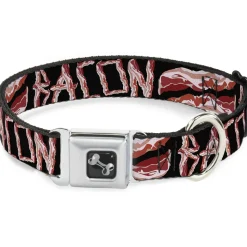 Dog Bone Seatbelt Buckle Collar - Bacon w/Text2