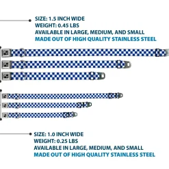 Dog Bone Seatbelt Buckle Collar - Checker BlueKU/White