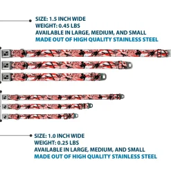 Dog Bone Seatbelt Buckle Collar - Rising Sun White/Red