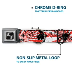 Dog Bone Seatbelt Buckle Collar - Rising Sun White/Red