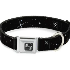 Dog Bone Seatbelt Buckle Collar - Deep Space Black/White