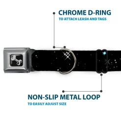Dog Bone Seatbelt Buckle Collar - Deep Space Black/White