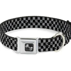 Dog Bone Seatbelt Buckle Collar - Checker Weathered Black/Gray