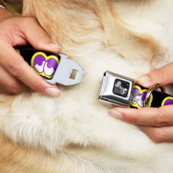 Dog Bone Seatbelt Buckle Collar - Dopey Eyes Black/Yellow/Purple