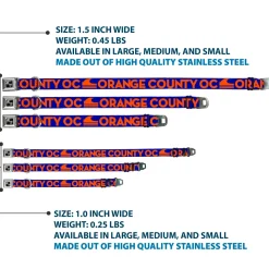 Dog Bone Seatbelt Buckle Collar - ORANGE COUNTY/Wave Icon Blue/Orange