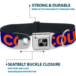 Dog Bone Seatbelt Buckle Collar - ORANGE COUNTY/Wave Icon Blue/Orange