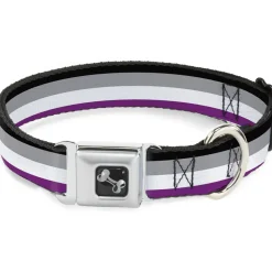 Dog Bone Seatbelt Buckle Collar - Flag Asexual Black/Gray/White/Purple