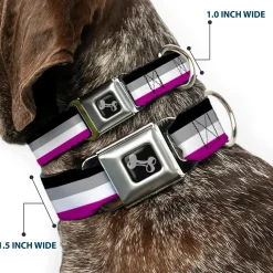 Dog Bone Seatbelt Buckle Collar - Flag Asexual Black/Gray/White/Purple