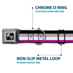 Dog Bone Seatbelt Buckle Collar - Flag Asexual Black/Gray/White/Purple