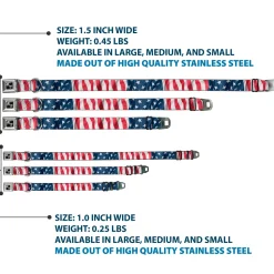 Dog Bone Seatbelt Buckle Collar - American Flag Vertical CLOSE-UP