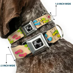 Dog Bone Seatbelt Buckle Collar - Flip Flops3 Sand/Multi Color