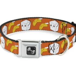 Dog Bone Seatbelt Buckle Collar - Take Out/Fortune Cookies Orange