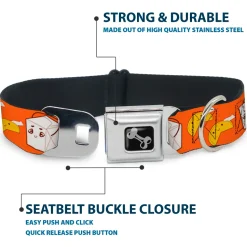 Dog Bone Seatbelt Buckle Collar - Take Out/Fortune Cookies Orange
