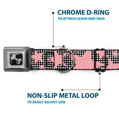 Dog Bone Seatbelt Buckle Collar - Eighties Stars2 Black/White/Red