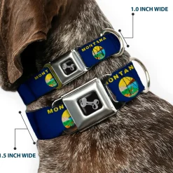 Dog Bone Seatbelt Buckle Collar - Montana Flags