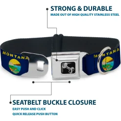 Dog Bone Seatbelt Buckle Collar - Montana Flags