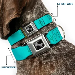 Dog Bone Seatbelt Buckle Collar - Cacti1 Aqua Blues