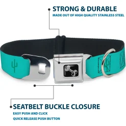 Dog Bone Seatbelt Buckle Collar - Cacti1 Aqua Blues