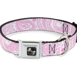 Dog Bone Seatbelt Buckle Collar - Bandana/Skulls White/Pink