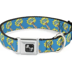 Dog Bone Seatbelt Buckle Collar - Fist Pump Baby Blue/Yellow