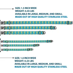 Dog Bone Seatbelt Buckle Collar - Fist Pump Baby Blue/Yellow