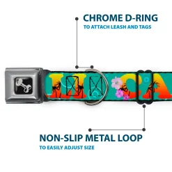 Dog Bone Seatbelt Buckle Collar - CALI Tropical Aqua/Multi Color