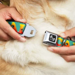 Dog Bone Seatbelt Buckle Collar - CALI Tropical Aqua/Multi Color