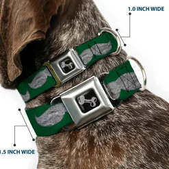 Dog Bone Seatbelt Buckle Collar - Mustaches Green/Sketch