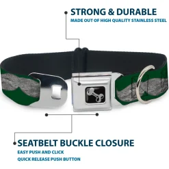 Dog Bone Seatbelt Buckle Collar - Mustaches Green/Sketch